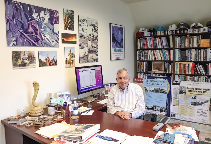 man sitting at desk